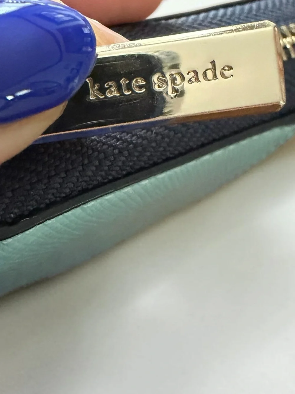 Kate Spade New York Blue White Colorblock Zip Around Continental Wallet